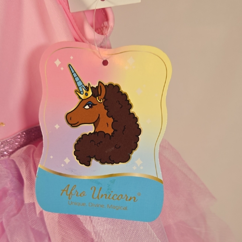 5T Afro Unicorn Princess Dress With Unicorn Print - Picture 7 of 8